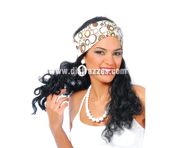 Peluca de Hippie morena con cinta.