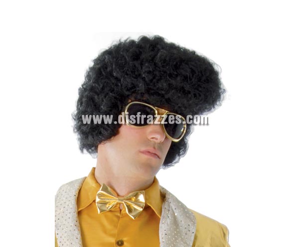 Peluca Elvis Rey del Rock negra extra.