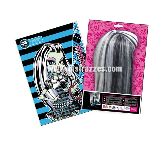 Peluca de Frankie Stein de las MONSTER HIGH para niñas. Artículo EXCLUSIVO con licencia idea lpara regalar en cualquier ocasión.