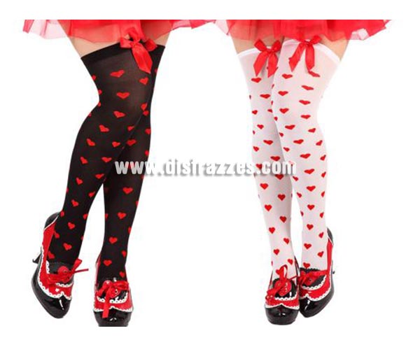 Medias liga con corazones. Talla única. Dos modelos surtidos. Precio por unidad, se venden por separado.