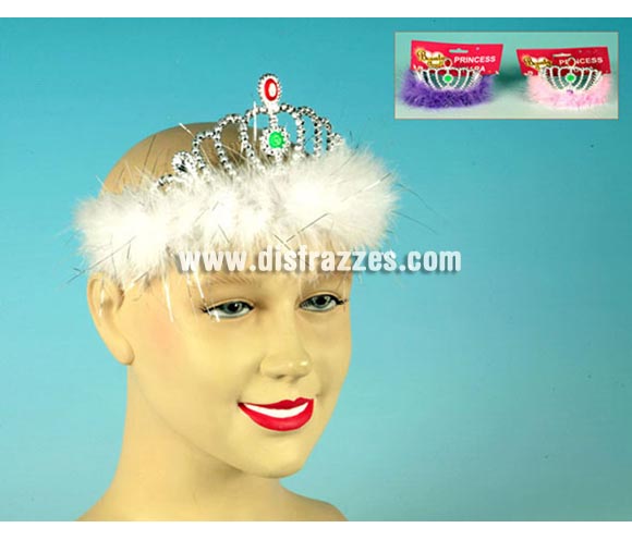 Diadema con marabú y 2 piedras. Tres colores surtidos, precio por unidad, se venden por separado.