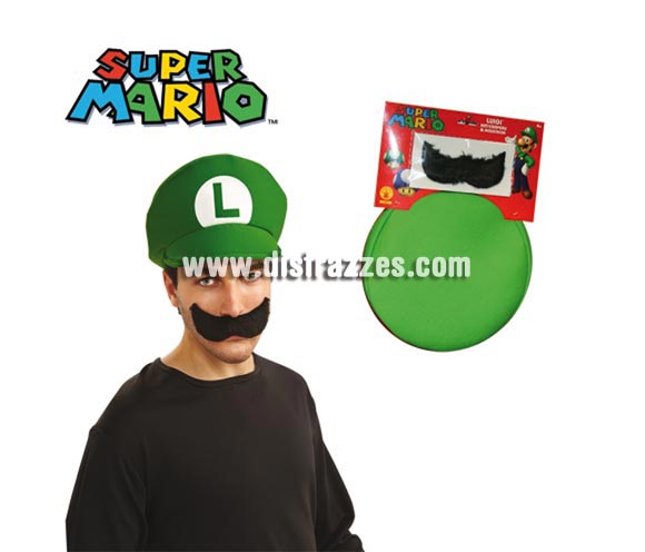 Kit de Luigi para adultos - Incluye sombrero y bigote.