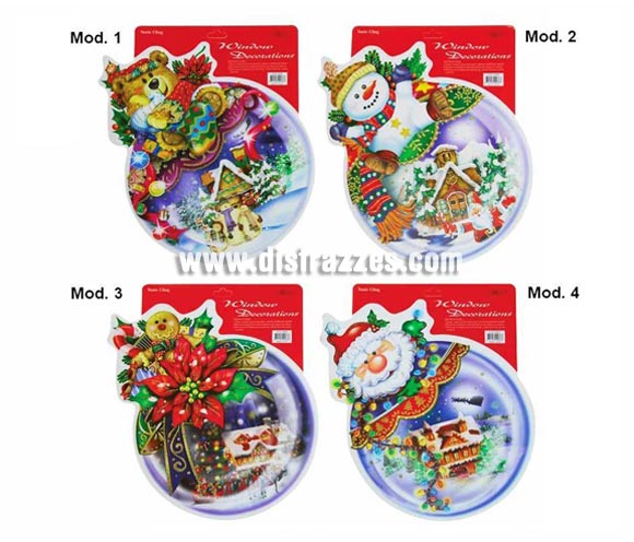 Adhesivos motivos Navideños 37x33 cm. Modelos surtidos, precio por unidad, se venden por separado.