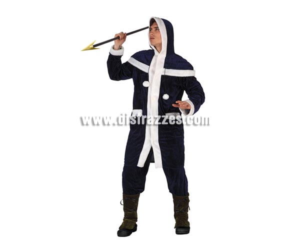 Disfraz de Esquimal para hombre. Talla 2 ó talla Standar 52/54. Incluye chaqueta, pantalón y cubrepiernas. Lanza NO incluida, podrás encontrar en nuestra sección de Complementos.
