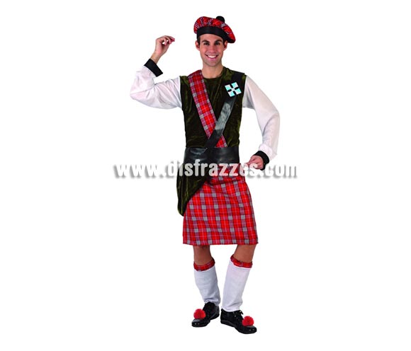 Disfraz de Escocés para hombre. Talla 2 ó talla Standar 52/54. Incluye disfraz completo.