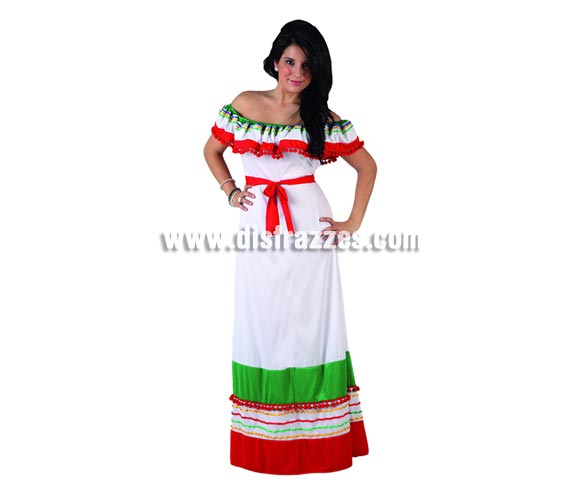 Disfraz de Mejicana para mujer. Talla 2 ó talla Standar M-L 38/42. Incluye vestido.