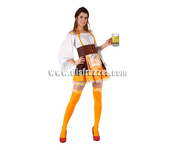 Disfraz de Tabernera Alemana sexy para mujer. Talla 2 ó talla Standar M-L 38/42. Incluye camisa, falda, delantal y cinta cabeza. Complementos No incluidos.