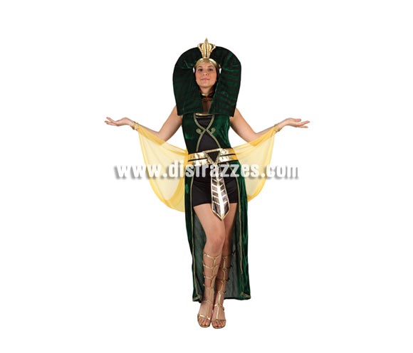 Disfraz de Egipcia Verde o Faraona para mujer. Talla 2 ó talla Standar M-L 38/42. Incluye disfraz completo.