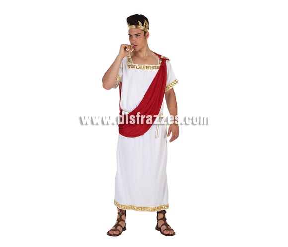 Disfraz de Emperador Romano para hombre. Talla 2 ó talla Standar 52/54. Incluye túnica, pañuelo y corona.
