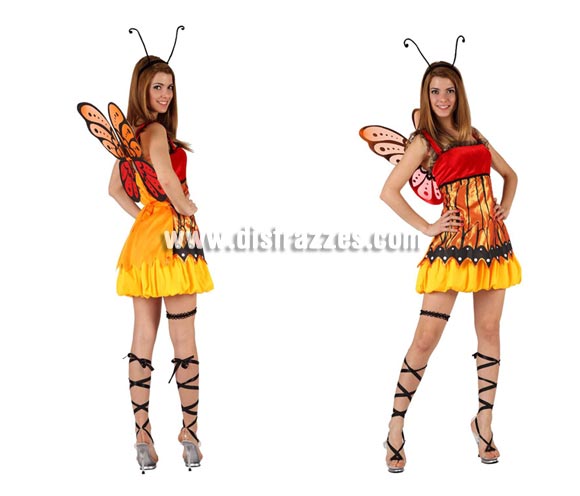 Disfraz de Mariposa sexy para mujer. Talla 2 ó talla Standar M-L 38/42. Incluye vestido, alas, antenas y liga.