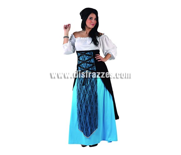Disfraz de Sirvienta o Campesina Medieval para mujer. Talla 2 ó talla Standar M-L 38/42. Incluye vestido y pañuelo.