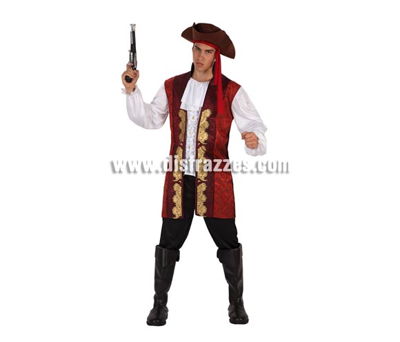 Disfraz de Bucanero para hombre. Talla 2 ó talla standar M-L 52/54. Incluye traje completo. Trabuco y cubrebotas NO incluidos, podrás encontrar en nuestra sección de Complementos.