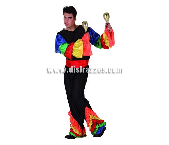 Disfraz de Rumbero para hombre. Talla 2 ó talla standar 52/54. Incluye pantalón, camisa y cinturón. Maracas NO incluidas, podrás encontrarlas en nuestra sección de Complementos.