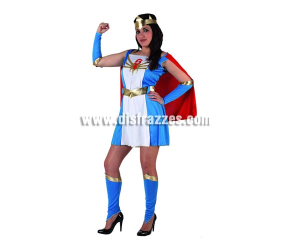 Disfraz de Super Heroína azul sexy para mujer. Talla 2 ó talla standar M-L 38/42. Incluye disfraz completo.