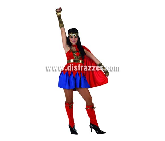 Disfraz de Super Heroína sexy roja para mujer. Talla 2 ó talla standar M-L 38/42. Incluye disfraz completo.