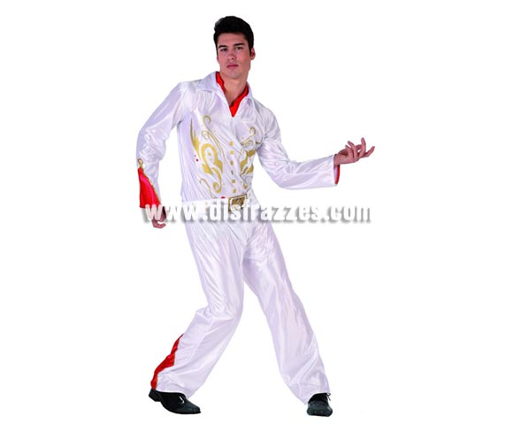 Disfraz de  Cantante de Rock para hombre. Talla 2 ó talla M-L standar 52/54. Incluye traje completo. Disfraz del Rey del Rock para imitar a Elvis perfecto para Despedidas de Soltero.