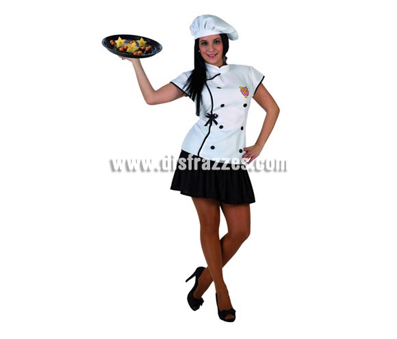 Disfraz de  Cocinera para mujer. Talla 3 ó talla XL 44/48. Incluye falda, camisa y gorro. Complementos NO incluidos.