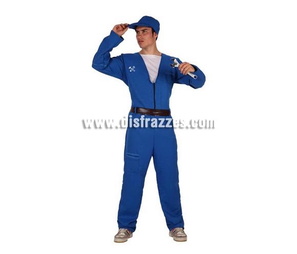 Disfraz de Mecánico azul para hombre. Talla Standar M-L = 52/54. Incluye mono y cinturón. Complementos NO incluidos.
