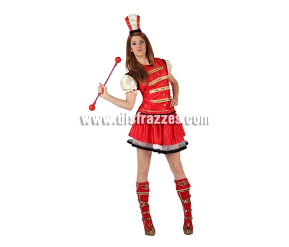 Disfraz barato de Domadora de Circo sexy para mujer o de Majorette sexy. Talla 2 ó talla standar M-L 38/42. Incluye flada, camisa y gorro. Complementos NO incluidos.