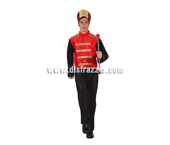 Disfraz barato de Majorette o de Músico para hombre. Talla 2 ó talla standar M-L 52/54. Incluye pantalón, camisa y gorro.