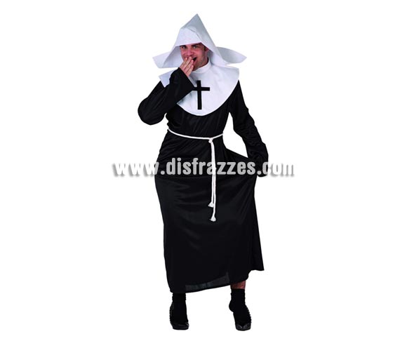 Disfraz barato de Monja para hombre. Talla 2 ó talla standar M-L 52/54. Incluye disfraz completo.