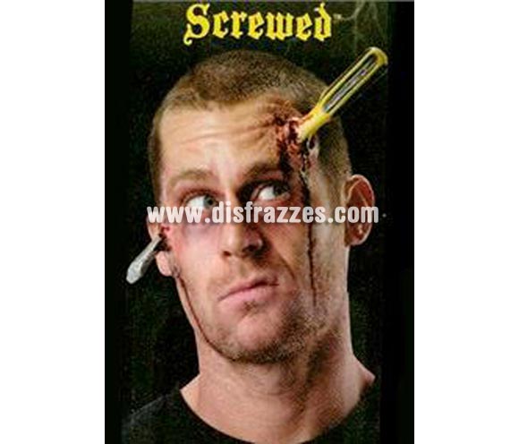 Destornillador o Tornavís atravesado FX'S. Artículo de Maquillaje FX fabricado en látex ideal para caracterizarte. Dos prótesis de látex para conseguir el realista efecto de un destornillador atravesándote la cabeza.  ¡Escalofriante!
 
Recuerda que para fijarlas necesitarás el Pegamento FX .   
