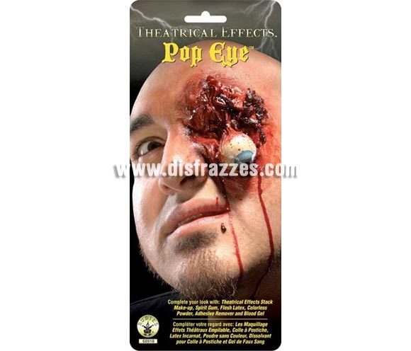 Maquillaje Ojo desprendido FX'S para Halloween. Artículo de Maquillaje FX fabricado en látex ideal para caracterizarte. Una pieza de látex para conseguir el realista efecto de un ojo desprendido de su órbita. ¡La herida es terrorífica!
 
Recuerda que para fijarlas necesitarás el Pegamento FX .   