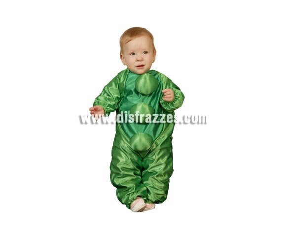 Disfraz super barato de Guisante para bebés de 6 a 12 meses. Incluye mono y gorrito.