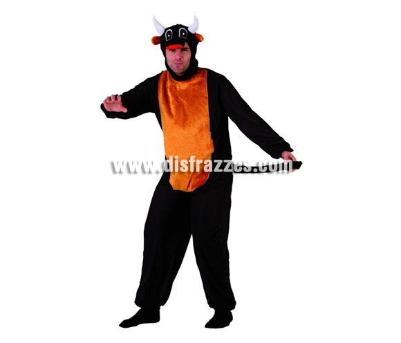 Disfraz de Toro para hombre. Talla 2 ó talla standar M-L 52/54. Incluye mono con rabo y caperuza.