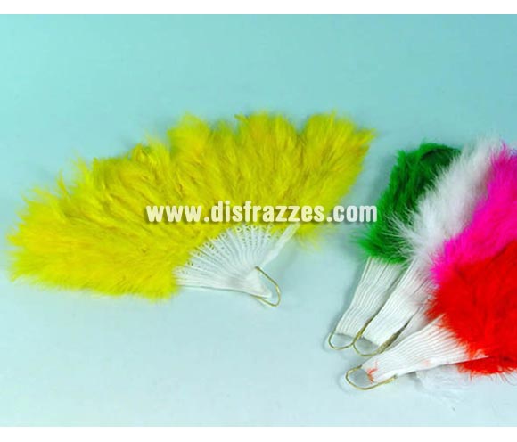 Abanicos de plumas de colores surtidos 28 cm. Precio por unidad, se venden por separado.