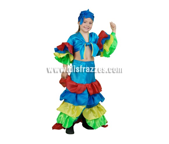Disfraz de Rumbera azul infantil para Carnaval. Talla de 7 a 9 años. Incluye falda, camisa y pañuelo. Éste disfraz de Caribeña o Brasileña de niña para Carnaval es ideal para divertirse en las Fiestas de Carnavales tan divertidas y estrambóticas como siempre y que cada vez se celebran en más Pueblos, Villas  y Ciudades, tanto en la calle como en Pubs, Discotecas, Casas particulares, Restaurantes o Colegios y disfrazándote con un traje de Carnaval ayudarás a crear ese ambiente Carnavalesco, tan divertido, multicolor y variopinto que a todos nos fascina y nos divierte.
¡¡Compra tu disfraz para Carnaval en nuestra tienda de disfraces, será divertido!!
