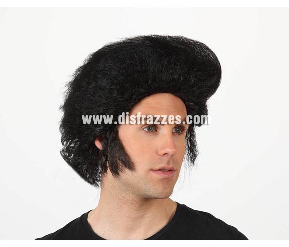 Peluca Elvis Rey del Rock negra grande.