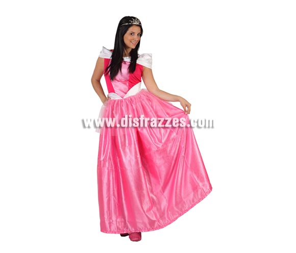 Disfraz barato de Princesa Rosa para mujer. Talla 2 ó talla standar M-L = 38/42. Incluye vestido. Corona NO incluida, podrás encontrar en nuestra sección de Complementos. Éste disfraz también puede decirse que es un disfraz de Bella Durmiente para chicas.