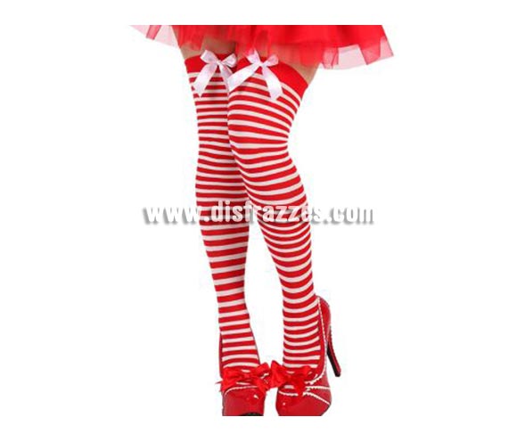 Medias Liga Mamá Noel a rayas con lazo. Talla universal. También sirven para los disfraces de Marinera.