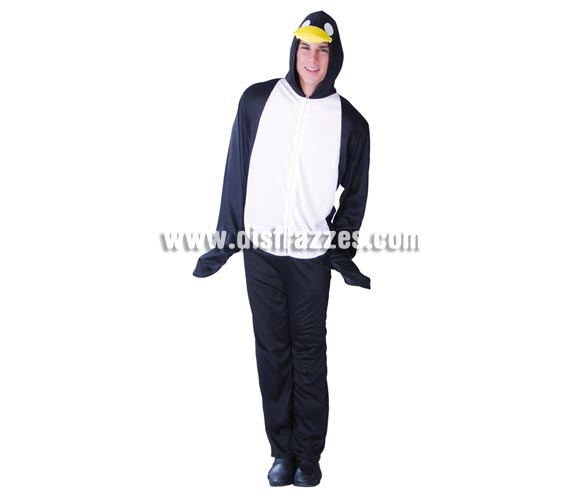 Disfraz de Pingüino para hombre. Talla Universal 52/54. Incluye traje completo con capucha.