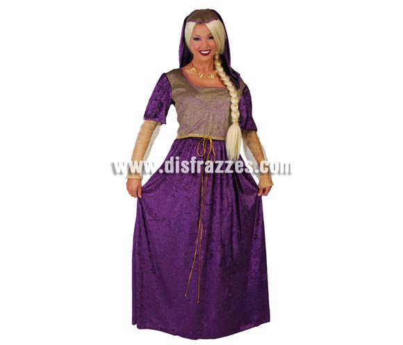 Disfraz de Dama Medieval Julieta para mujer. Talla única válida hasta la 42/44. Incluye tocado y vestido. Perfecto para Ferias y Fiestas Medievales. Diseñado en España.
