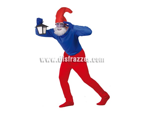 Disfraz de Papá Pitufo para hombre. Talla Universal 52/54. Incluye gorro, camiseta y pantalón. Barba NO incluida, podrás ver algunas en la sección de Complementos.