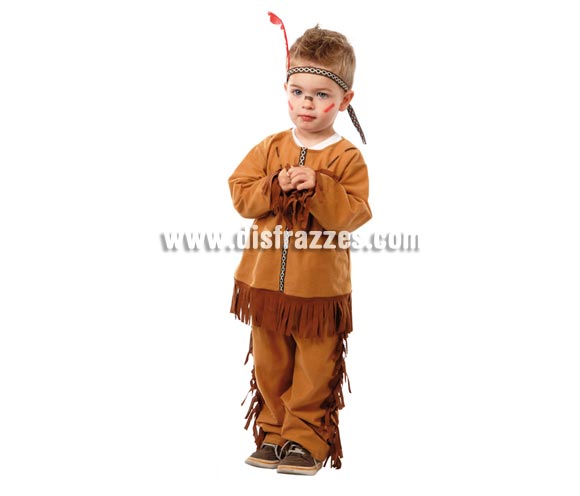 Disfraz barato de Indio Baby para niños. Talla de 1 a 12 meses. Incluye camisa, pantalón y cinta de la cabeza. Perfecto para jugar a Pistoleros e Indios.