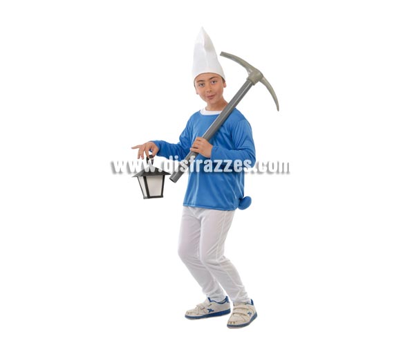 Disfraz de Enanito Azul para niños de 4 a 6 años. Incluye gorro, camiseta y pantalón. Ahora que están de moda Los Pitufos, puedes disfrazar a tu hijo con éste disfraz.