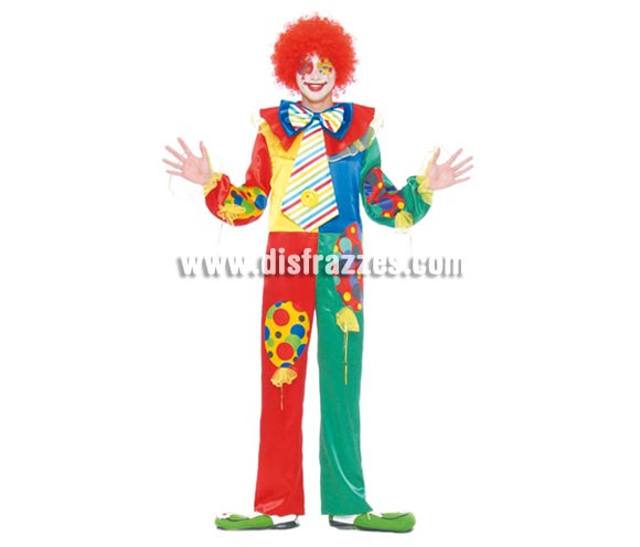 Disfraz de Payaso para hombre. Talla Standar 52/54. Incluye traje y corbata. Resto de Complementos como zapatones y peluca NO incluidos, podrás verlos en Complementos.