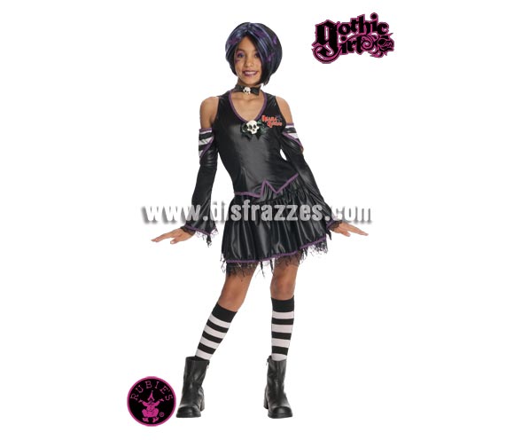 Disfraz de Malice niñas de 8 a 10 años GOTIC GIRLS. Incluye top con broche, falda, choker (gargantilla) y calcetines. Éste disfraz es muy original y más ahora que tanto están de moda las Monster High.