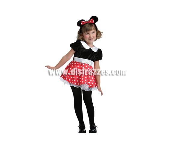 Disfraz de Ratita Mimie talla de 2 a 4 años. Para jugar a ser Minnie. Incluye vestido y diadema con orejas.