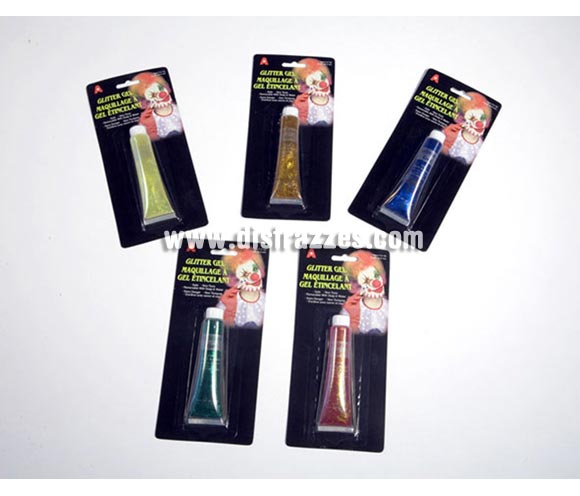Tubos de gel con purpurina colores surtidos. Precio por unidad, se venden por separado.