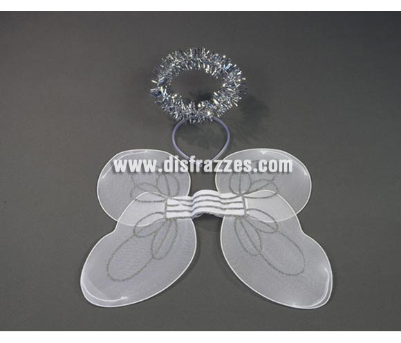 Set de alas y tiara de 65x47 cm. Perfecto para disfrazarse de Angel o de Ninfa. Talla universal.