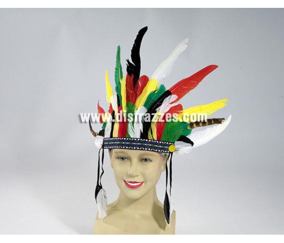 Penacho de Indio de plumas de colores.