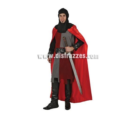 Disfraz de Caballero Medieval Rojo para hombre. Talla 2 ó talla Standar M-L 52/54. Incluye traje completo. Espada NO incluida, podrás encontrar en nuestra sección de Complementos.