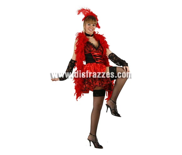 Disfraz de Cabaretera Sexy o Can-Can para mujer. Talla 2 ó talla Standar M-L 38/42. Incluye traje completo. Boa y medias NO incluidas, podrás enocntrar en nuestra sección de Complementos. Disfraz de Can Can para mujer.