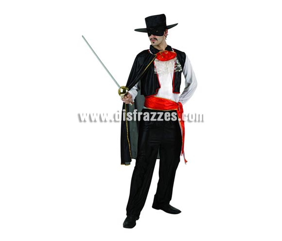 Disfraz de Enmascarado para hombre. Talla 2 ó talla standar M-L 52/54. Incluye disfraz completo. Espada NO inlcuida, podrás encontrar en nuestra sección de Complementos.