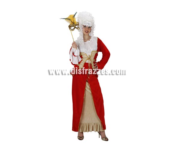 Disfraz de Reina de Época para mujer. Talla 2 ó talla standar M-L 38/42. Incluye vestido. Peluca y mascara NO  incluidas, podrás encontrar en nuestra sección de Complementos+.