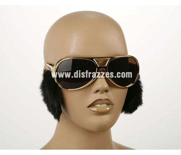 Gafas doradas de Rockero con patillas negras. Gafas para el disfraz de Elvis